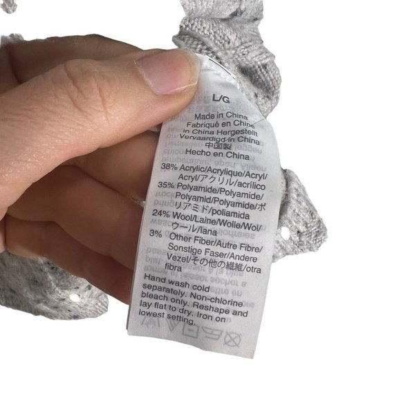 Madewell Grey Donegal Evercrest Long Sleeve Turtleneck Wool Blend Top Large - Picture 4 of 8